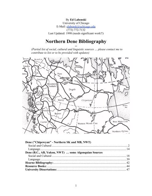 Northern Dene Bibliography - Northern Waterways