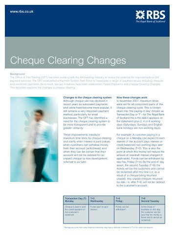 Cheque Clearing Changes - RBS