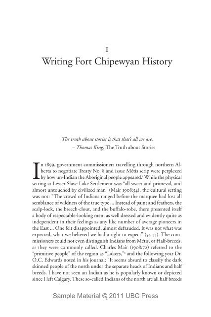 Fort Chipewyan and the Shaping of Canadian History ... - UBC Press