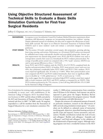 Using Objective Structured Assessment of Technical Skills to ...