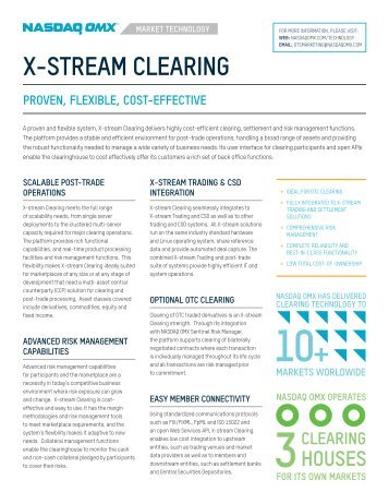 X-stream Clearing: Proven, flexible, cost-effective - Nasdaq OMX