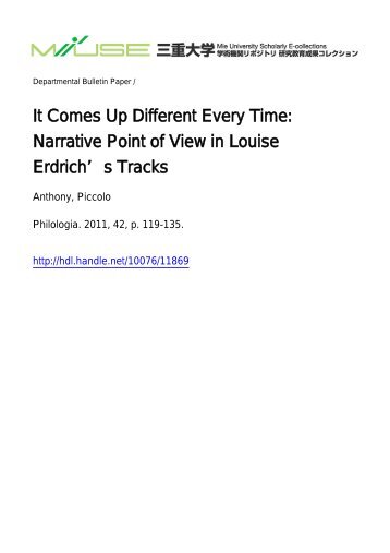 Narrative Point of View in Louise Erdrich's Tracks - MIUSE