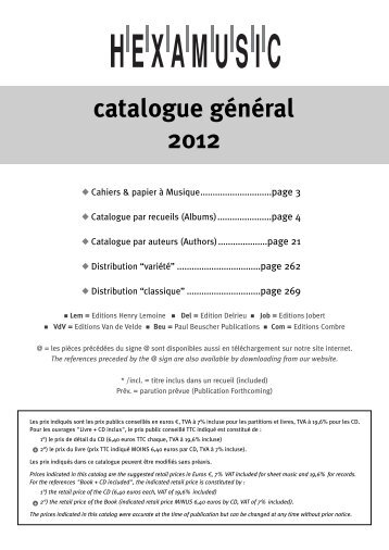catalogue général 2012 - Editions musicales Henry Lemoine