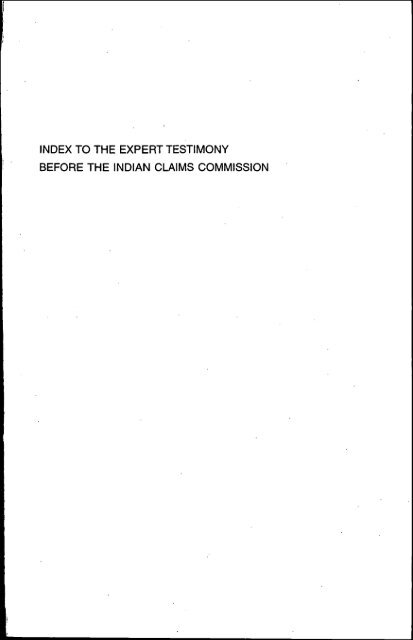 index to the expert testimony before the indian claims ... - ProQuest