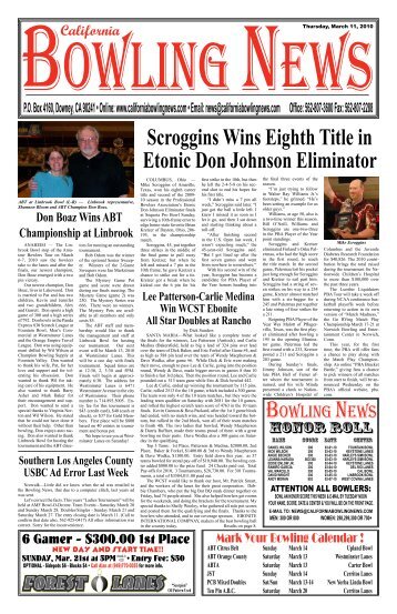 Scroggins Wins Eighth Title in Etonic Don Johnson ... - Del Rio Lanes