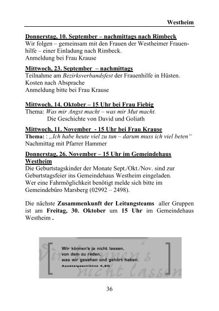 Männerkreis Bredelar - Evangelische Kirchengemeinde Marsberg