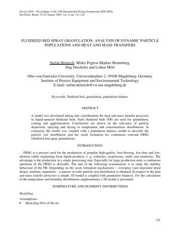 FLUIDIZED BED SPRAY GRANULATION: ANALYSIS OF DYNAMIC ...