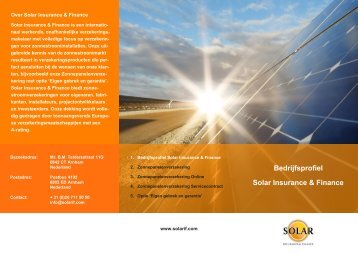 Bedrijfsprofiel Solar Insurance & Finance