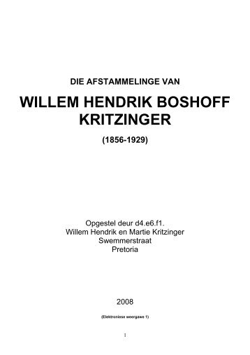 WILLEM HENDRIK BOSHOFF KRITZINGER - Langenhoven.net