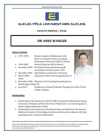 dr anke wanger education - Euclid University