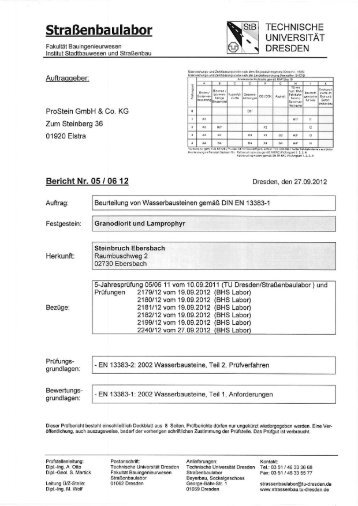 Wasserbausteine Druckfestigkeit 05/06 12 - ProStein GmbH & Co. KG