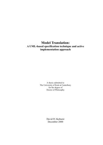 Model Translation: A UML-based specification technique and active ...