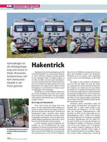 Kupplungs-Radträger im Test aus RMI 8/2011 - Reisemobil Interaktiv