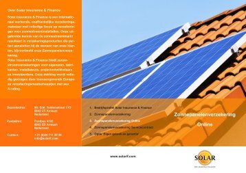 Solar Insurance & Finance -  Zonnepanelenverzekering Online