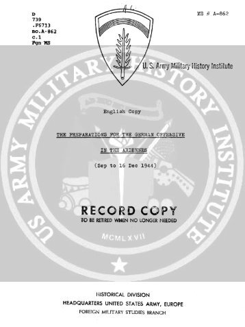 U, S. Army Military History Institute - Sturmpanzer.com