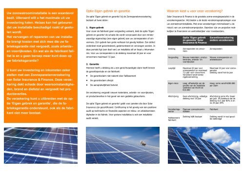 Solar Insurance & Finance - Optie Eigen gebrek en garantie