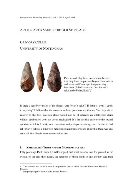 Art for Art's Sake in the Old Stone Age - British Society of Aesthetics