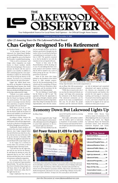 Chas Geiger Resigned To His Retirement - The Lakewood Observer