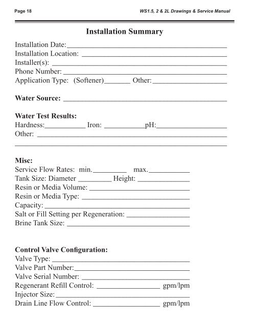 Water Specialist 1.5", 2" and 2L Control Valve ... - ClackValves.Net