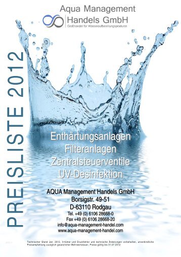 Preisliste Enthärter und Filter - Aqua Management Handel GmbH