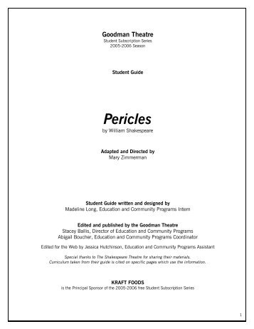 Pericles Study Guide (1MB) - Goodman Theatre