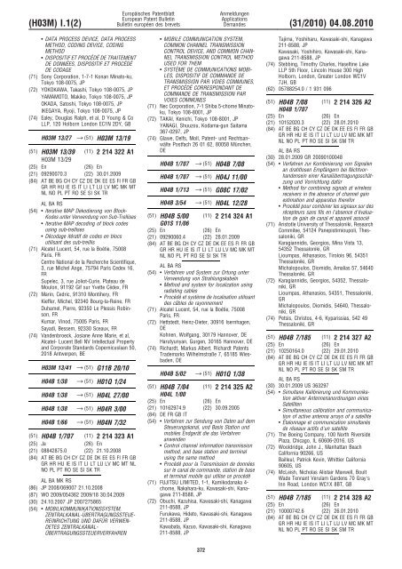 Bulletin 2010/31 - European Patent Office