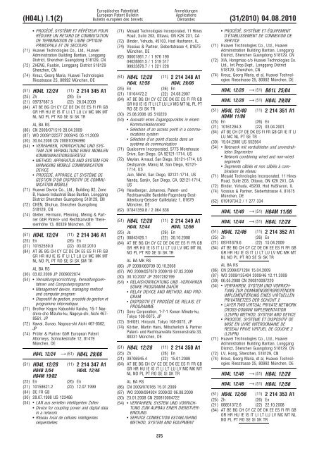 Bulletin 2010/31 - European Patent Office