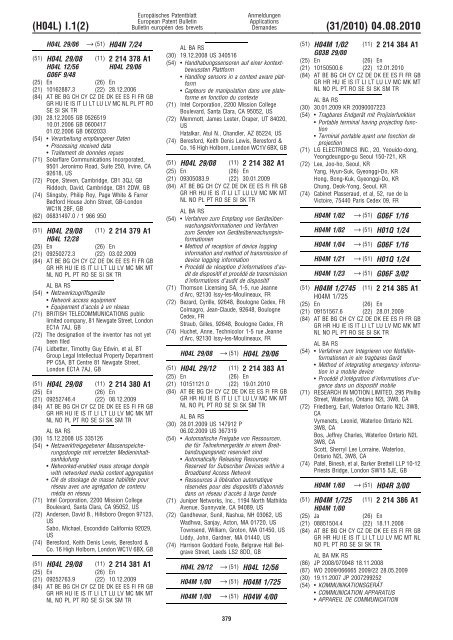 Bulletin 2010/31 - European Patent Office