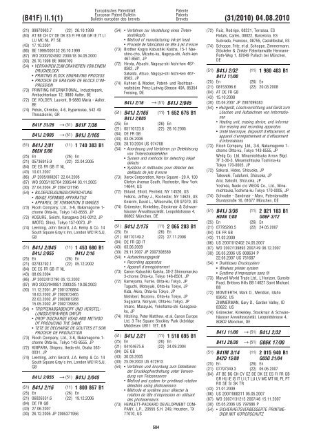 Bulletin 2010/31 - European Patent Office