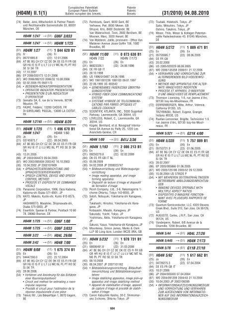 Bulletin 2010/31 - European Patent Office