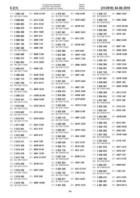 Bulletin 2010/31 - European Patent Office