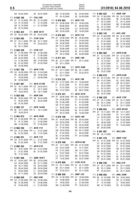 Bulletin 2010/31 - European Patent Office