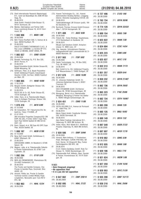 Bulletin 2010/31 - European Patent Office