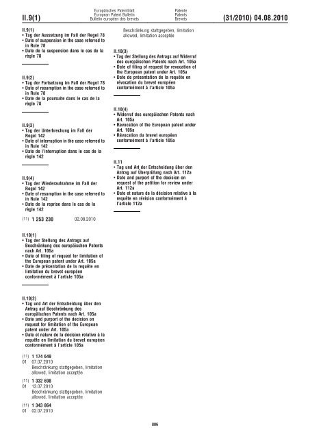 Bulletin 2010/31 - European Patent Office