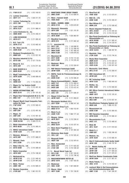 Bulletin 2010/31 - European Patent Office