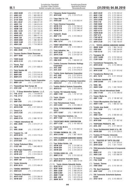 Bulletin 2010/31 - European Patent Office