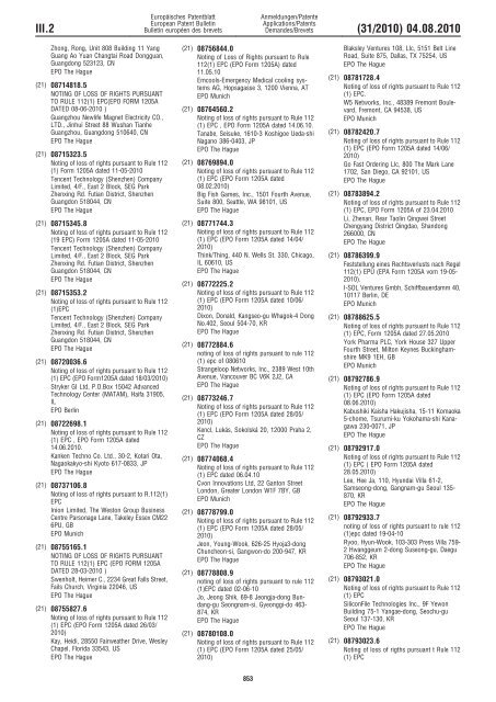 Bulletin 2010/31 - European Patent Office