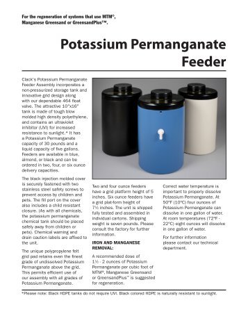 Potassium Permanganate Feeder - Aqua Purification Systems Inc