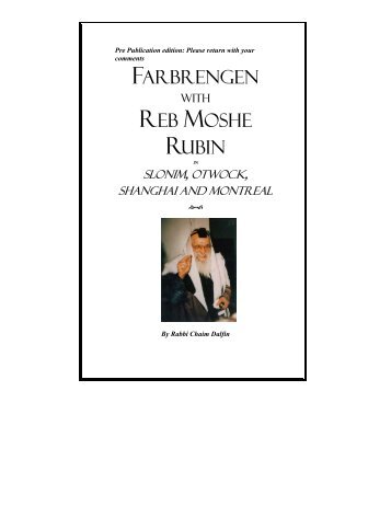 FARBRENGEN REB MOSHE RUBIN - Saratoga Chabad