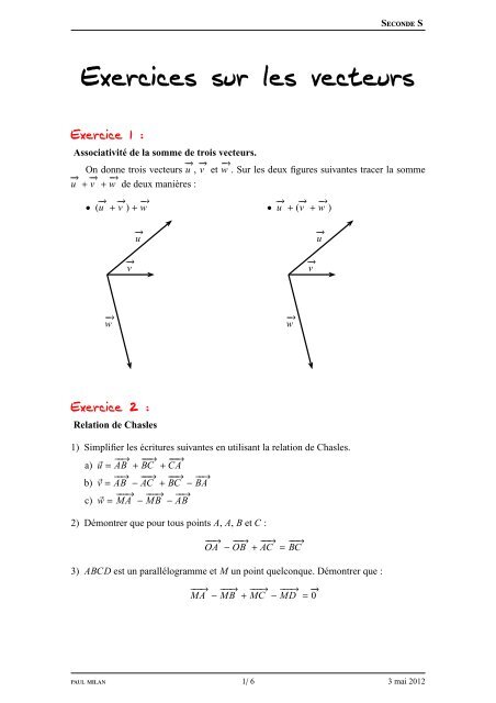 Vecteurs Du Plan