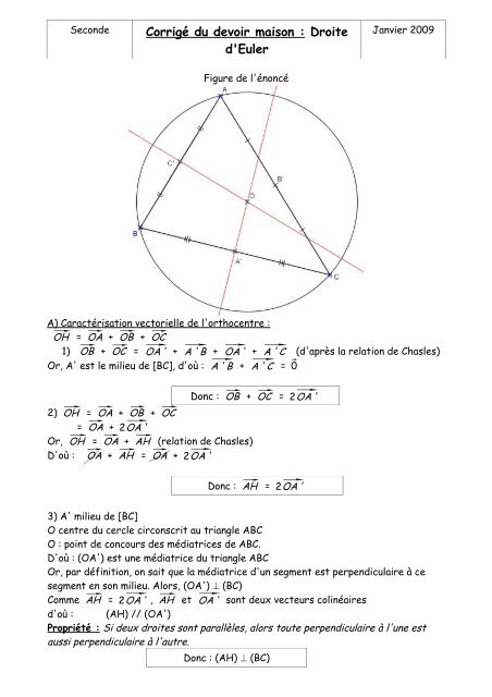 Corrigé Du Devoir Maison Droite D Euler