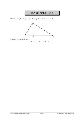 DM 15 - Relations dans le triangle rectangle