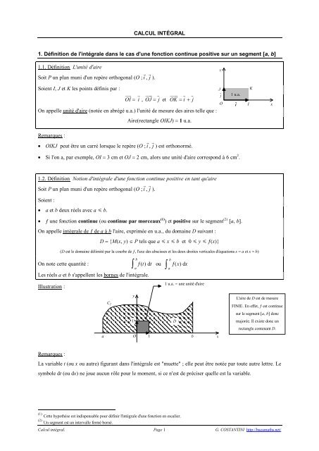 Cours complet sur le calcul integral - Bacamaths -