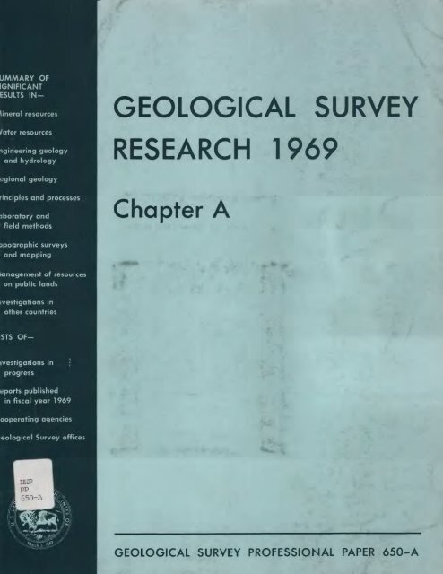 Geological Survey Research 1969
