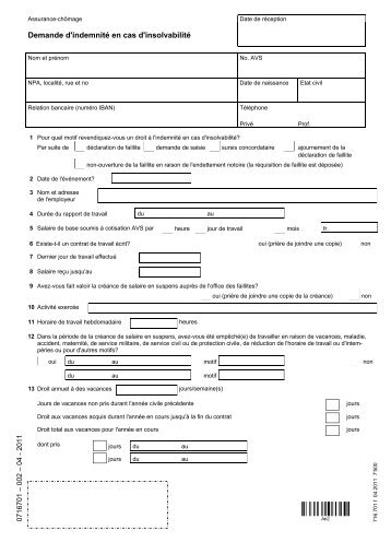 Demande d'indemnité en cas d'insolvabilité - Treffpunkt-Arbeit