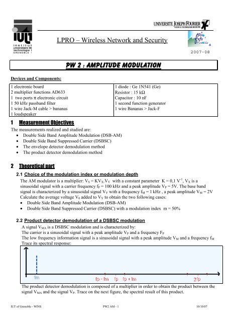 PW 2 : Amplitude Modulation