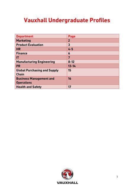 Vauxhall Undergraduate Profiles