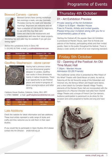 2012 Brochure - Calne Music and Arts Festival