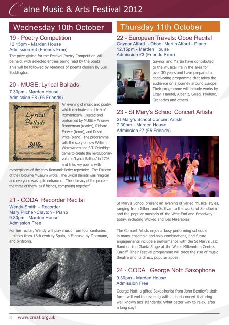 2012 Brochure - Calne Music and Arts Festival