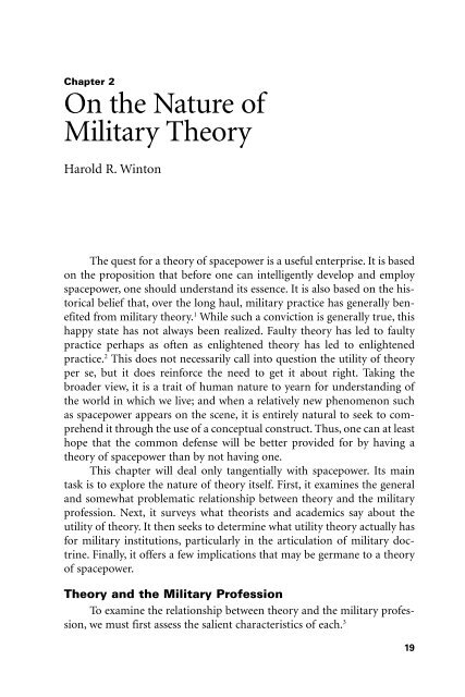 On the Nature of Military Theory - National Defense University